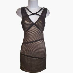 BCBGMaxazria Sven Gold and Black Bodycon Dress Size 2
